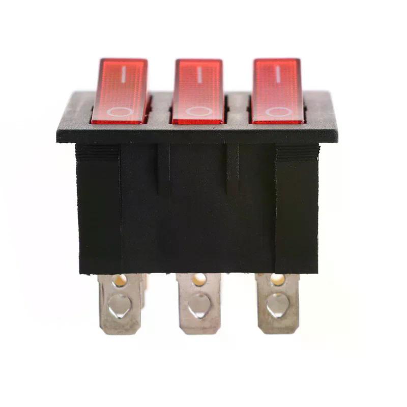 KCD3 34*40 Big Rocker Switches With Red Light Three-Way Switch 9 Pin 2 Position Multi-knife Single-throw 16A/30A 250V