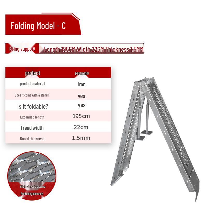 Folding Motorcycle Trailer Ramp with Ladder Steps