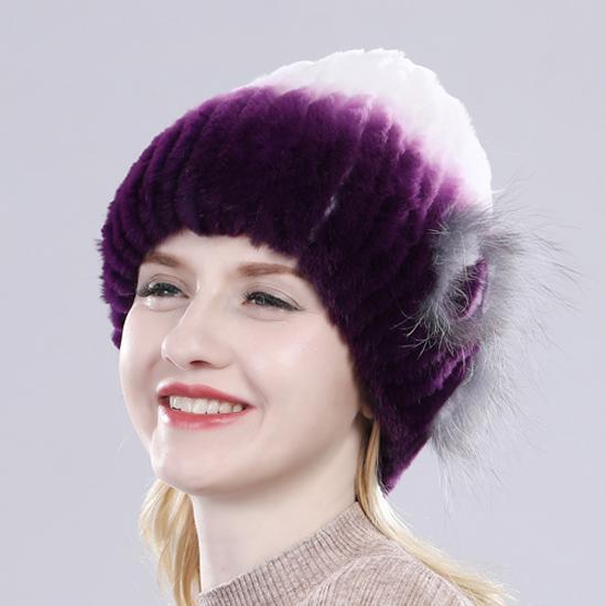 New Knitted Rex Rabbit Fur Hat For Women Winter Warm Natural Fur Hats Thick Outdoor Girl Fashion Real Rex Rabbit Fur Caps