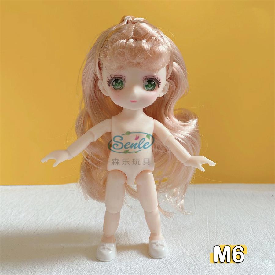 16 cm Nøgen Dukke Krop Med 2. Dimension Anime Øjne 13 Bevægelige Led Blå 2D Animation Øjne Dukke DIY Legetøj Til Piger