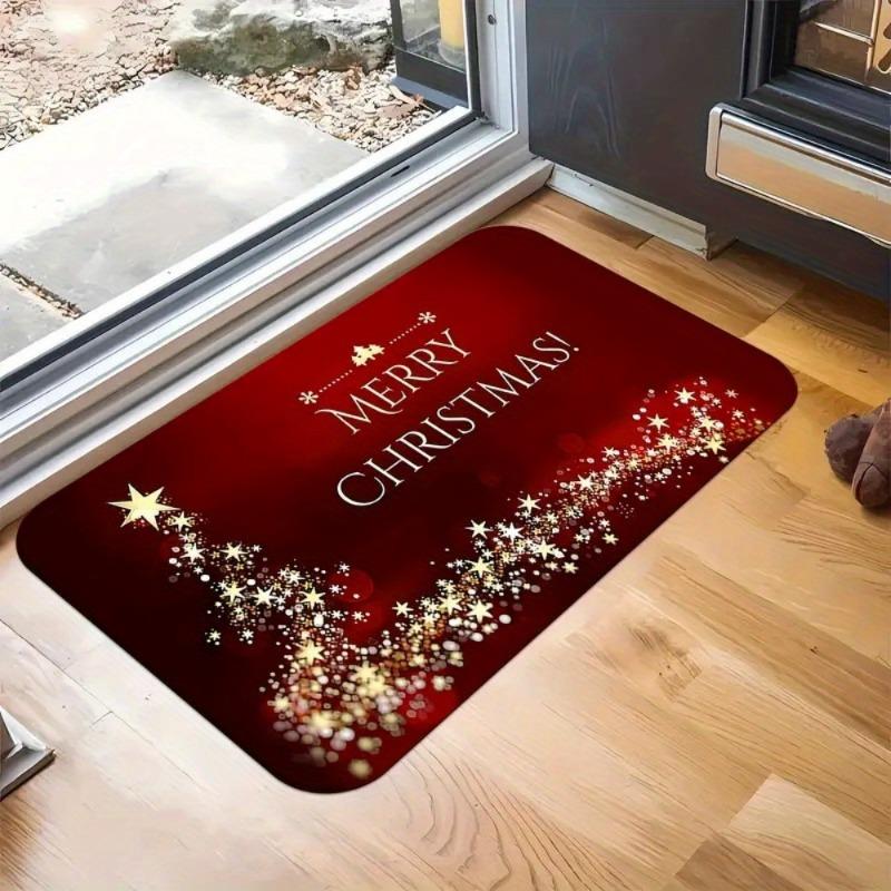 1pc Merry Christmas Print Pattern Rug Kitchenware Printed Floor Mat Perfect Gift for Home for Christmas Halloween Decoration