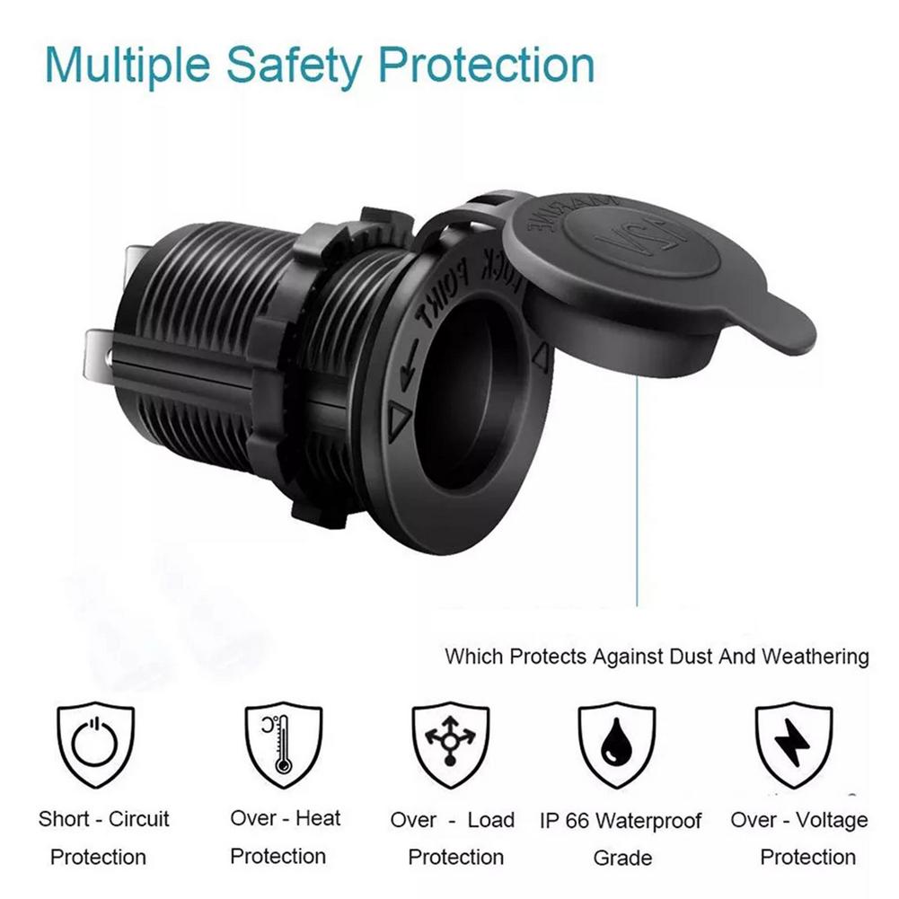 1/2/4PCS Car Cigarette Lighter Socket 12V-24V Waterproof Plug Power Outlet Adapter for Marine Boat Motorcycle Truck with Wire