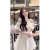 French Summer New White One-word Neck Dress Femininity Pure Desire Spice Girl Wind Fungus Edge Off-the-shoulder Skirt