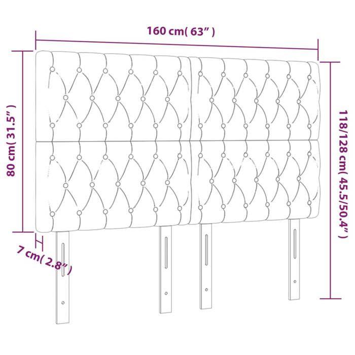 VidaXL Tête de Lit à LED Meuble de Chambre à Coucher Accessoire de Lit Double Tête de Cadre de Lit Intérieur Gris Foncé 3122767