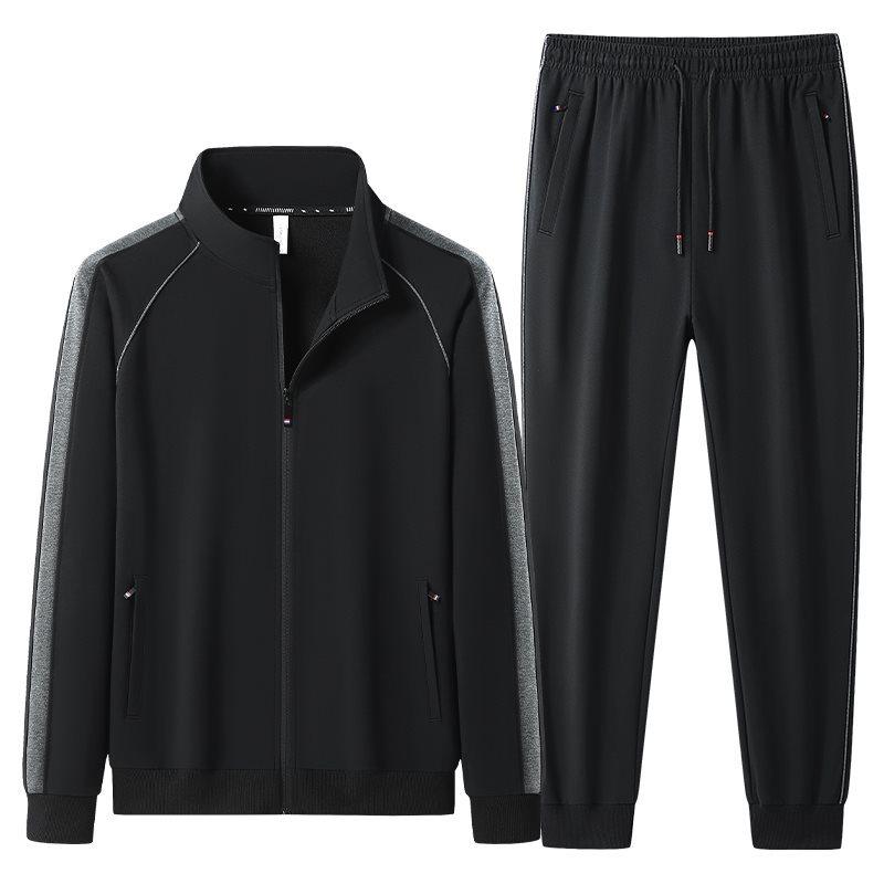Spring Autumn Men's Tracksuit Cotton Sports Suit Sweatshirt  2-piece Set Middle-Aged And Elderly Casual Cardigan Hoodies Set