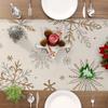 Winter Table Runner,Snowflake Decor, White, Gold, Table For Table, Seasonal, Christmas, Holiday, Home Decor