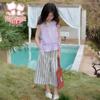 Fuluomi Girls' Summer Korean Casual Top & Wide-Leg Pants Set