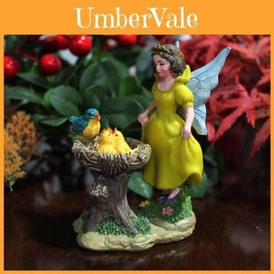 Resin Fairy Garden Figurine With Angel And Bird For Wedding Decor Gift Ideas