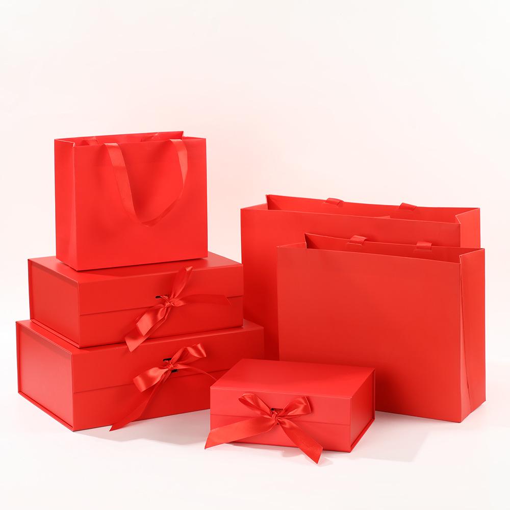 Elegant Magnetic Closure Foldable Gift Box with Bow - High-End Festival Packaging