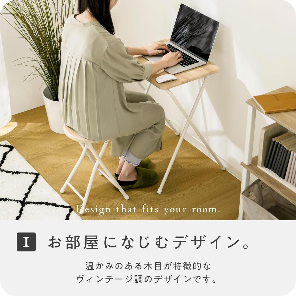 Takeda Corporation Vintage 48 X 40 X Compact Table [Side Table/Desk/Folding Table] Natural, 70cm, Vintage-Style T8-VCTH70NA