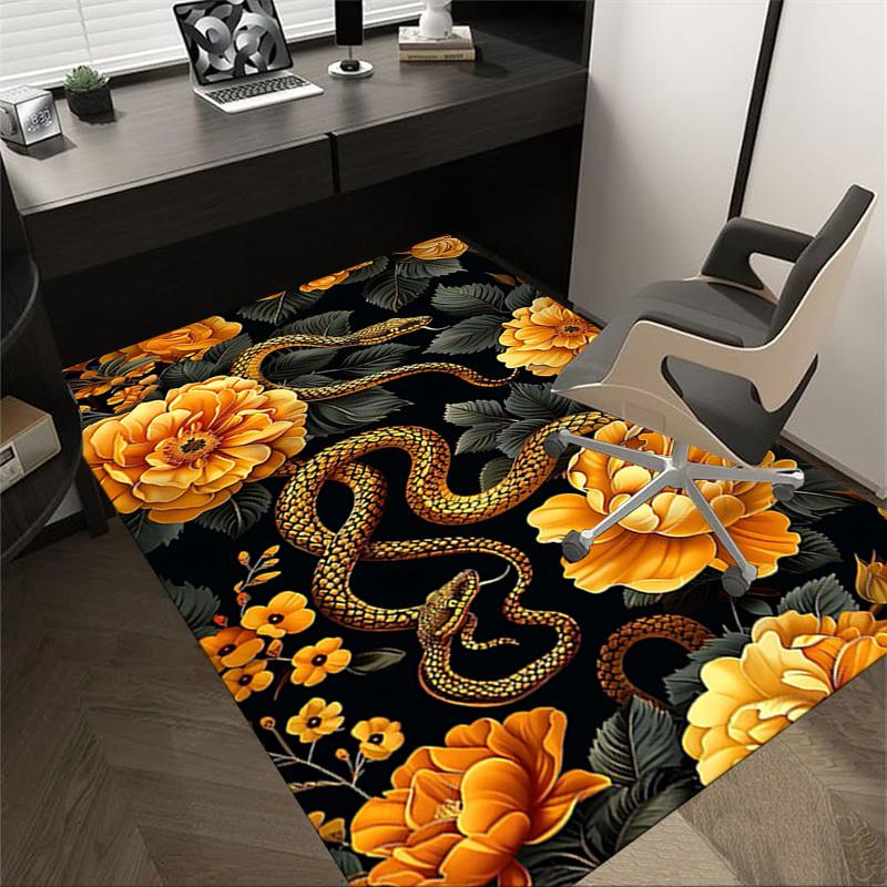 1PC Snake Flowers Anti-slip carpet, suitable for Office, bedroomand playrooms. It can also be used as a sofa footrest cover-W75