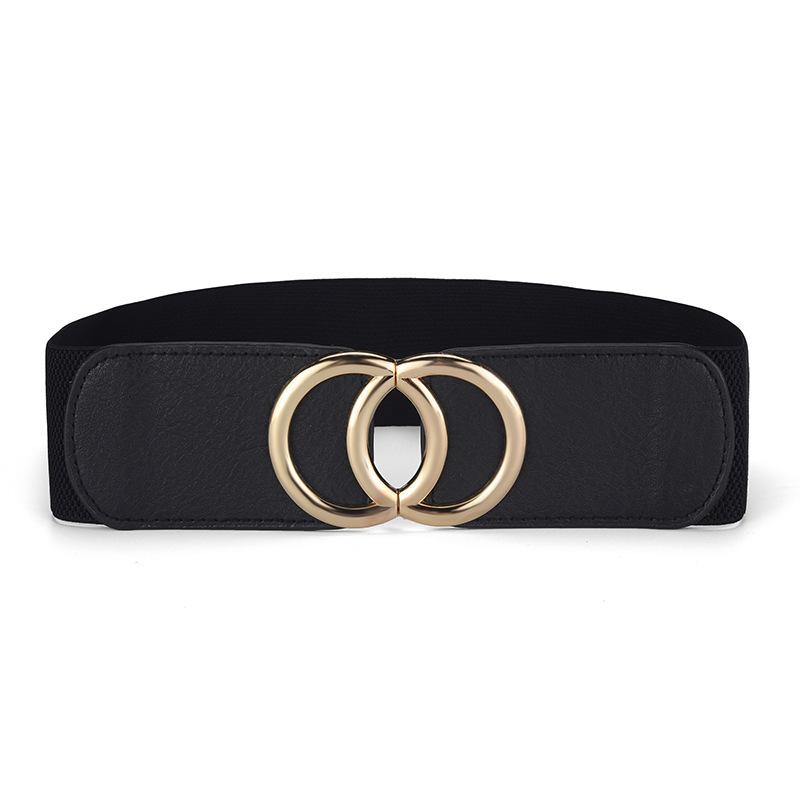 Court Literary And Artistic Retro Engraved Buckle Pin Buckle Women'S Elastic Elastic Braided Wide Waist Seal Belt Women