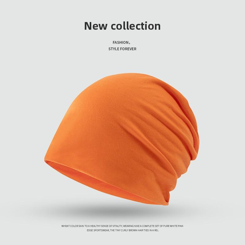 Hat Women's Windproof Headband Hat Men's Casual Thin Headscarf Chemotherapy Nightcap Solid Color Pile Confinement Cold Hat