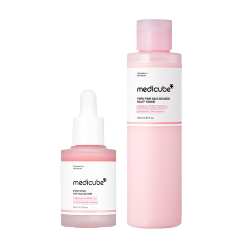

medicube PDRN Pink Skincare 2 Set (Niacinamide Milky Toner 150ml + Peptide Serum 30ml) Brightening & Firming Care