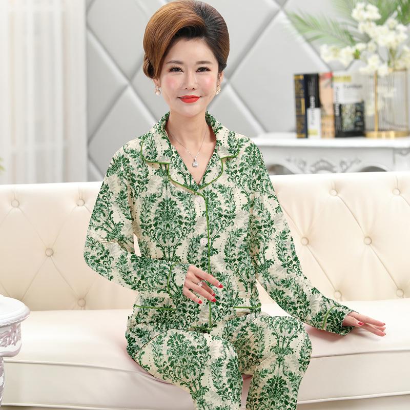Damenpyjama aus Baumwollimitat Herbst langärmelige Hose kann draußen getragen werden floral luxuriös neu chinesisch Loungewear-Set