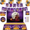 Cute Halloween Party Tableware Set With Plates Cups Napkins And Tablecloth New Halloween Theme Supplies