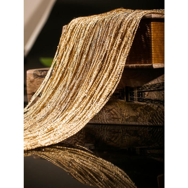 100x200cm Romantic Decoration Curtains Shiny Silvery Line String Tassel Sheer Curtain for Home Living Room Bedroom,1PC