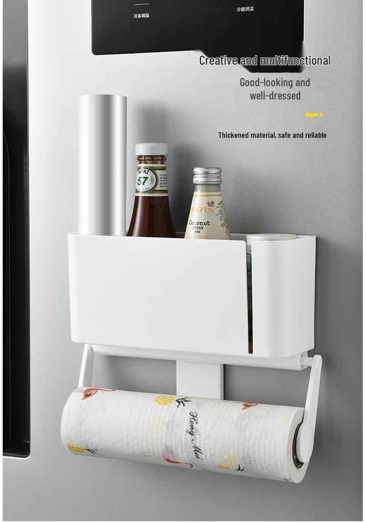 Kitchen No-Drill Cabinet Paper Towel & Wrap Rack
