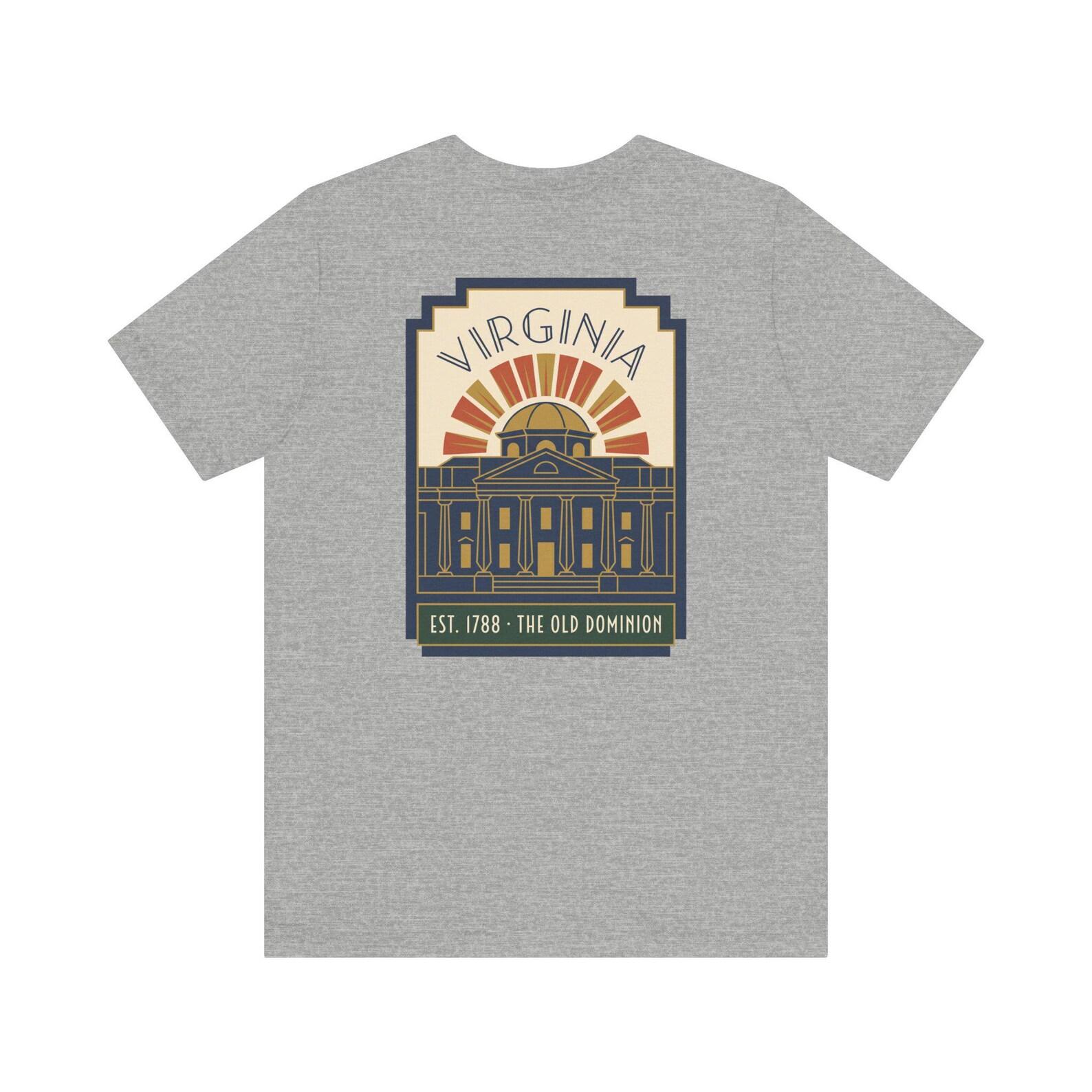 Virginia Capitol Art Deco T-Shirt | Retro Old Dominion State Graphic Tee | Virginia Gift 4XL