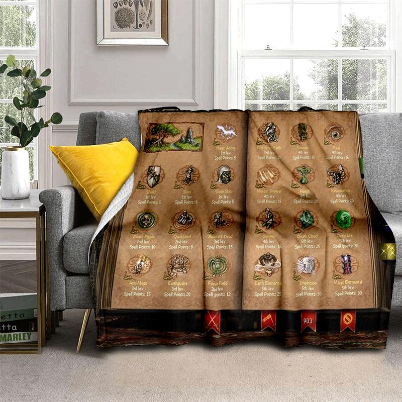 

Скриня зі скарбами Герої Меча та Магії Стиль Карти 29 Нова Ковдра HOMM3, М яка Плетена Ковдра для Дому Спальні Ліжка Дивана Подорожей Дитини 150x180cm