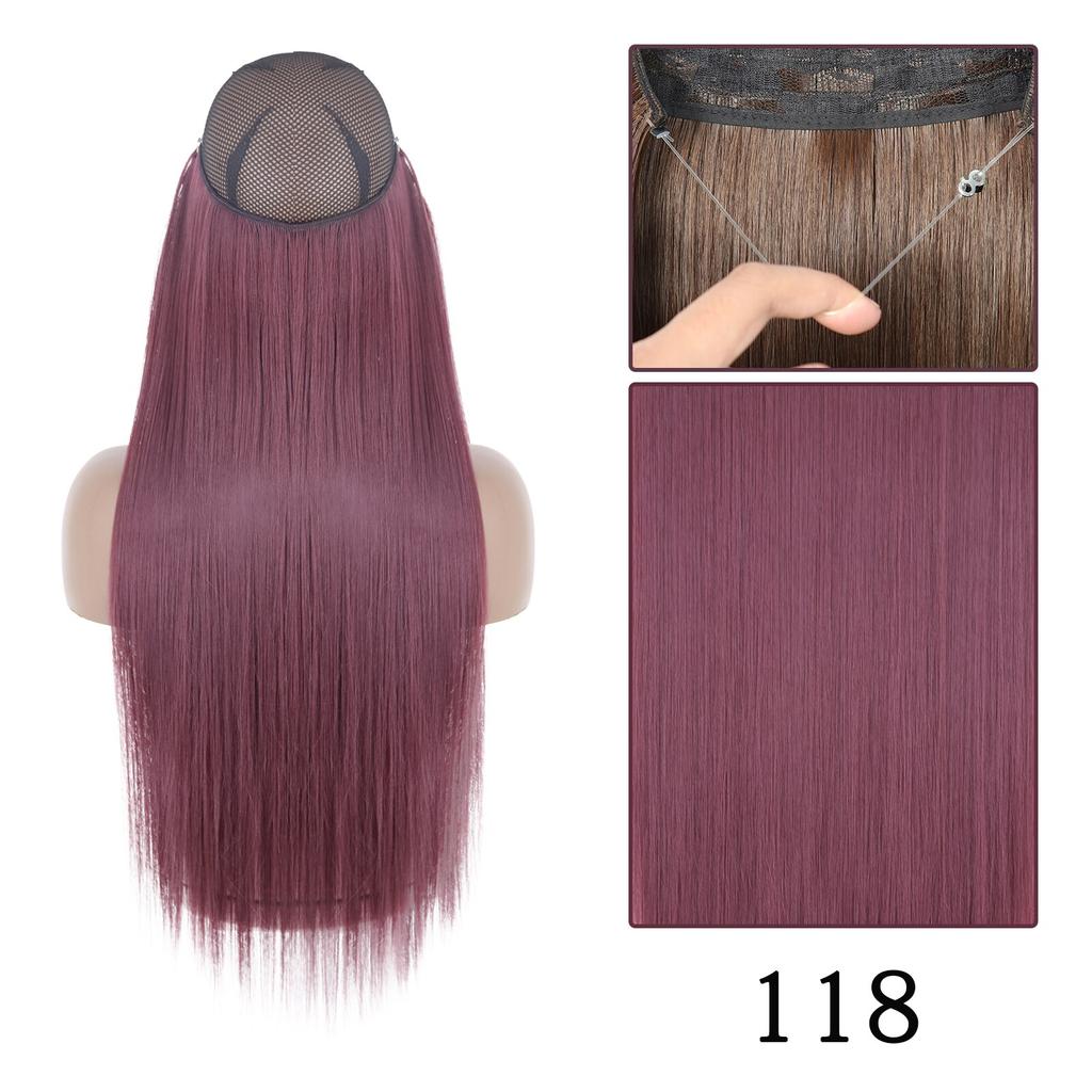 XINRAN Moda Damska Kolor Ombre Niewidoczny Długi Doczepiany Włos Syntetyczny Włókno Długie Falowane Ombre Cosplay Codzienne Noszenie Bez Klipsów Przedłużanie Włosów