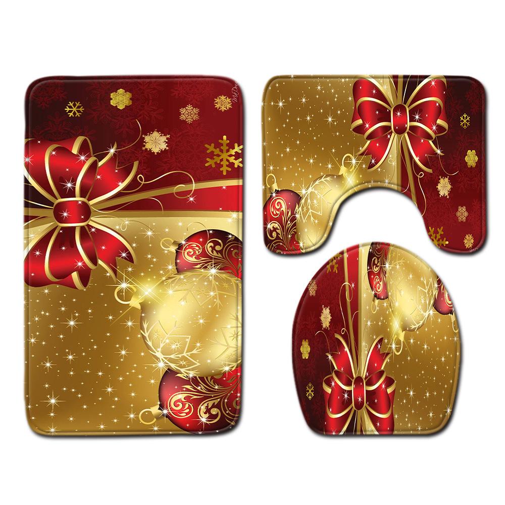 3D Toilet Floor Mat Bathroom Mat Christmas Three-Piece Foot Mat E-Commerce