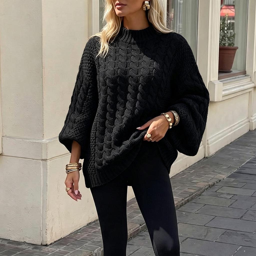 Women's Long Sleeve Pullover Sweater, Oversized Thick Knit Sweater for Fall and Winter