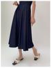 Washed Denim Waist-Defining Big Swing Long Sundress