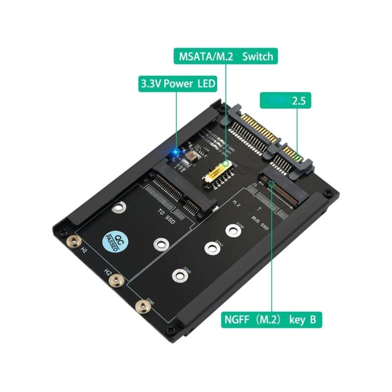 2 Interfaces M.2 SATA3.0/MSATA to SATA3.0 Converters Card, 6Gbps Transfer Rate for Desktops and Servers