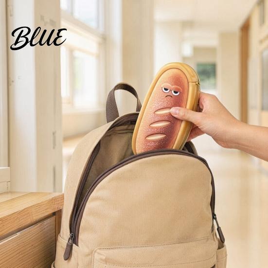 Soft Fabric Pencil Pouch Cute Bread Case Plush Large Capacity Pen Pouch