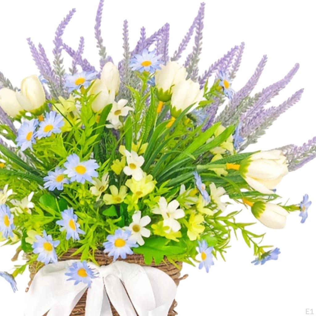 Türhänger Korb Kranz Hängeornament Frühling für Vorne Künstliche Blumen Wand