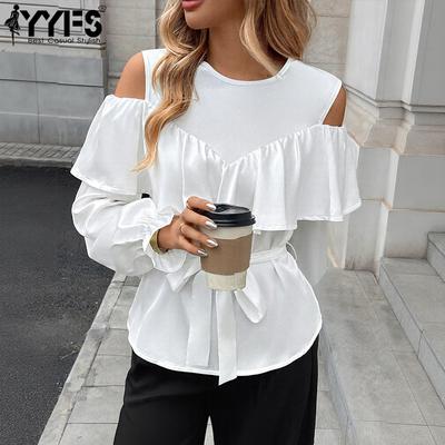 Women's Fashion Casual Spring Autumn Solid Color Print Long Sleeve O-Neck Blouses & Shirts