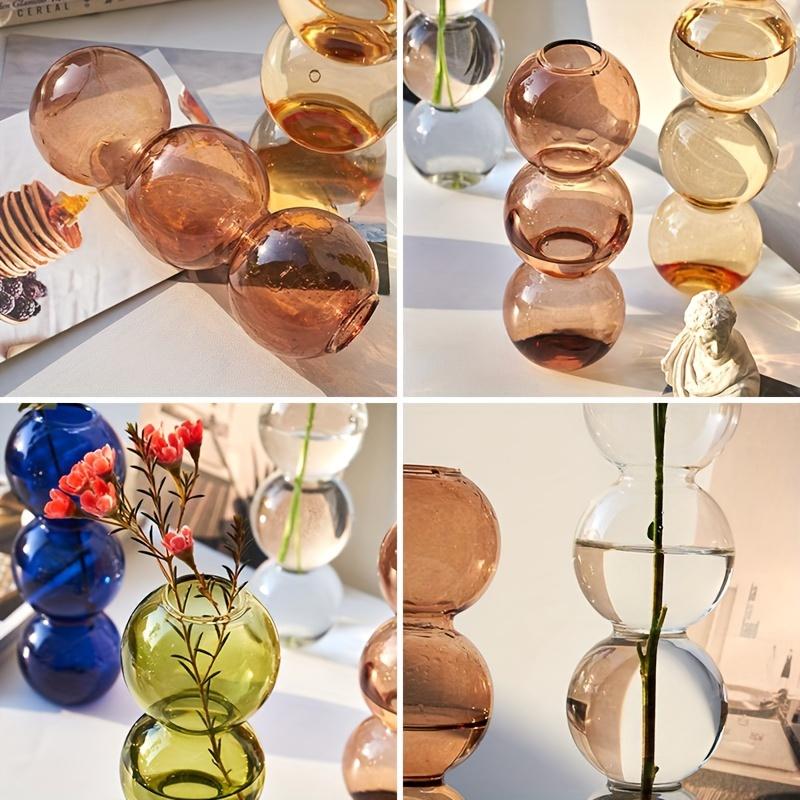 Nordische Glasblasen-Vase - Klarer Hydrokultur-Pflanzgefäß für Heim-Schreibtischdeko, Niedliche Einfache Geschenkidee & Blumengesteck-Dekoration