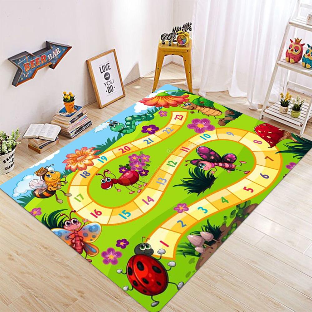 Oversized Snakes Ladders Colorful Rug Carpet for Living Room Bedroom Decor Kids Room Area Nonslip Floor Mat Child Soft Play Mat