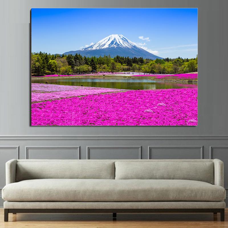 Mount Fuji Fujisan Decorative Painting Oil Painting Scenery Wall Pictures for Living Room Landscape Japan Home Decor Pictures