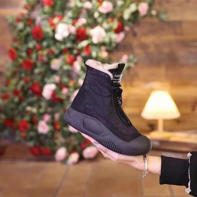 Martin boots women's winter leather velvet snow boots women's thick-soled warm, comfortable and lightweight cotton shoes women's shoes