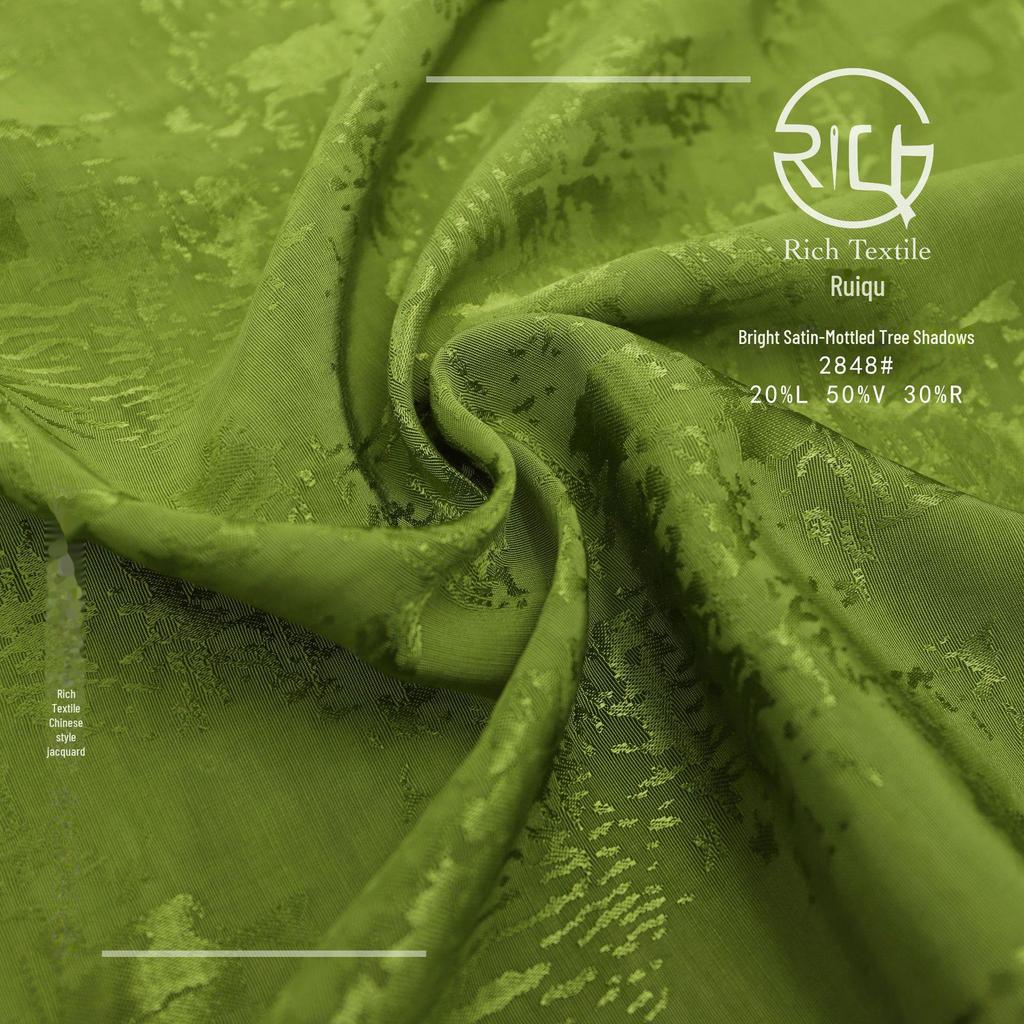 Silk Satin Jacquard Fabric with Tree Shadow Design for Hanfu and Cheongsam 