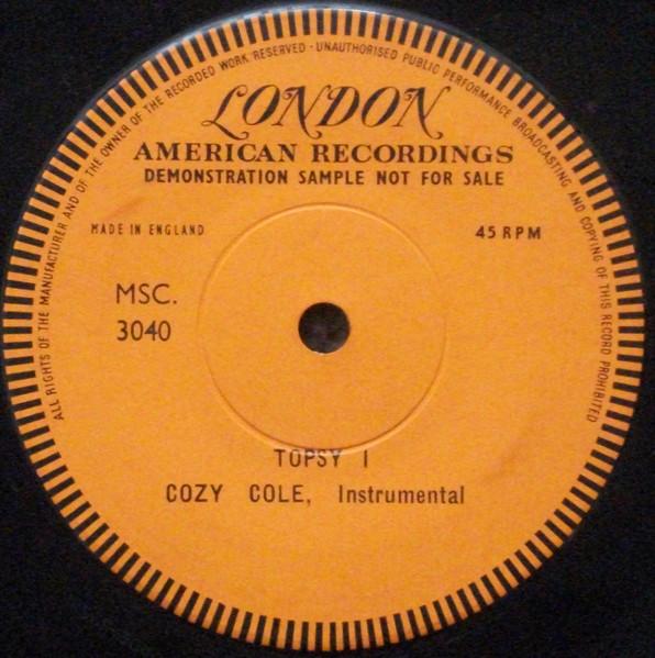 7inch Record COZY COLE - Topsy MSC3040PROMO London Records, 1958 UK Jazz Used