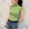 Women's Solid Half Turtleneck  Casual Knitted Sleeveless T-Shirt