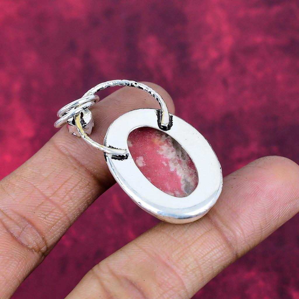 Pink Thulite & Rose Quartz Jewelry, 925 Solid Sterling Silver Pendant Handmade Gemstone Jewelry, Gifts For Wife Brand New Pendant Jewelry