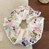 Colorful Floral Scrunchies Satin Hair Ropes Temperament Embroidery Hair Scrunchies  Hair Accessory