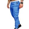 Men Casual Solid Color Pockets Waist Drawstring Ankle Tied Skinny Cargo Pants
