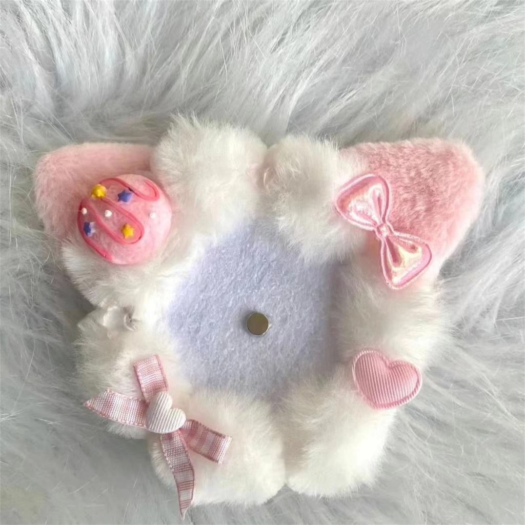 Cartoon Cats Ear Badge Holder 58mm Badge Case Plush Cats Ear Badge Pin Sleeve For Women Student And Cosplay Enthusiasts