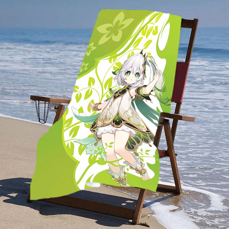 Proof Beach Towel with a Genshin Impact Characters5 Pattern - Soft,absorbent,quick-drying,machine Washable - Perfect for Swimming,camping,bathing