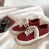 Ladies Footwear High on Platform Lace Up Spring Autumn Red Women's Canvas Shoes Designer Luxury Offer Light Trends 2025 Fashion