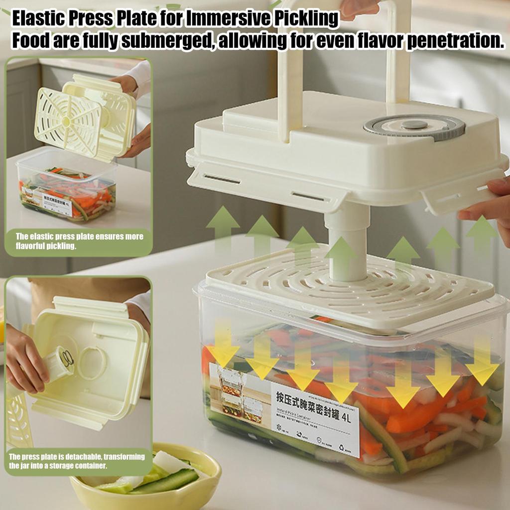 Kimchi-Einmachglas 4L Press-Typ Luftdichtes Fermentationsglas Koreanischer Stil Einmach-Aufbewahrungsbox für Kühlschrank Heimküche