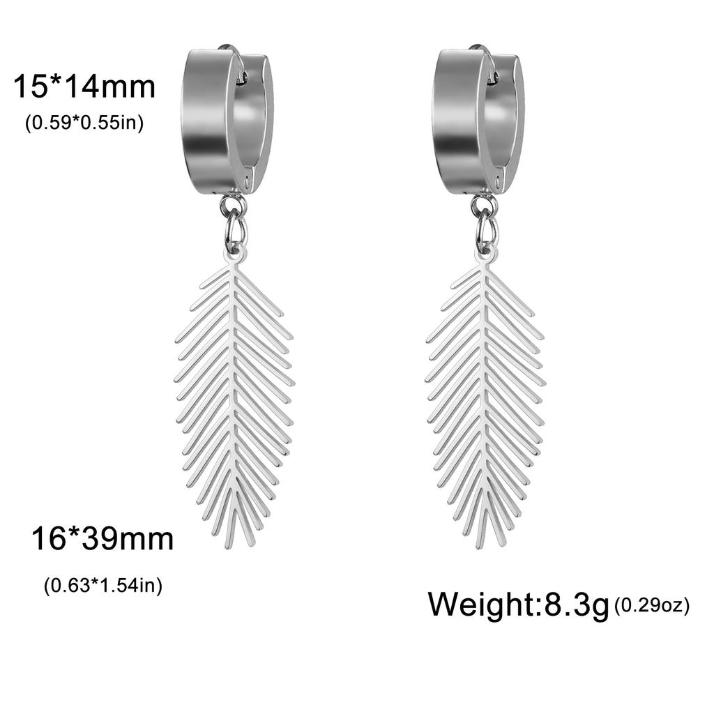 Lucktune Stainless Steel Plant Leaf Women's Earrings 2025 Trend Bohemian Drop Earrings Jewelry Anniversary Birthday Gift New In