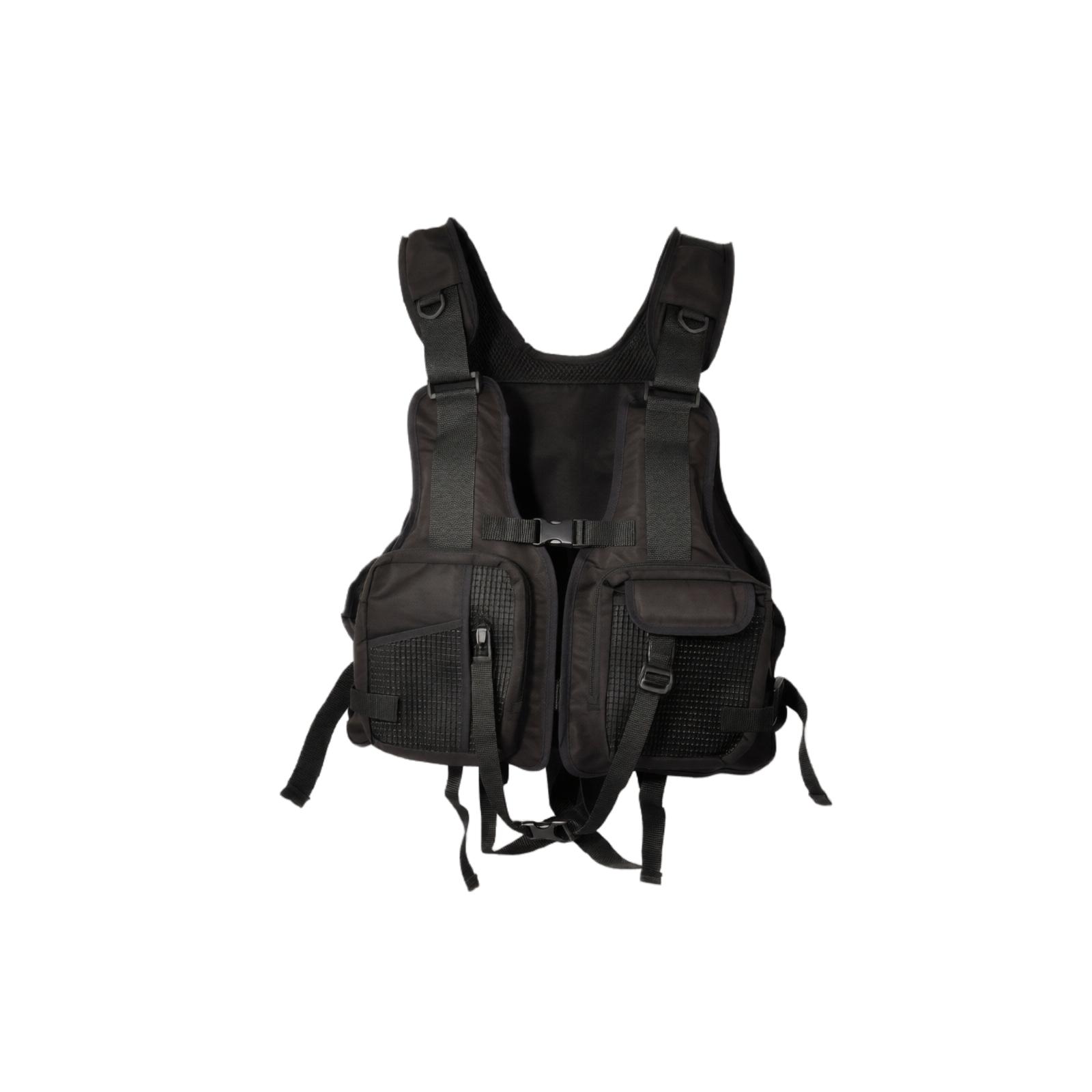 

Portable Foldable Buoyancy Vest with Front and Back Reflective Strips Adjustable Size Whistle Included for Water Safety and Outdoor Activities one size чорний
