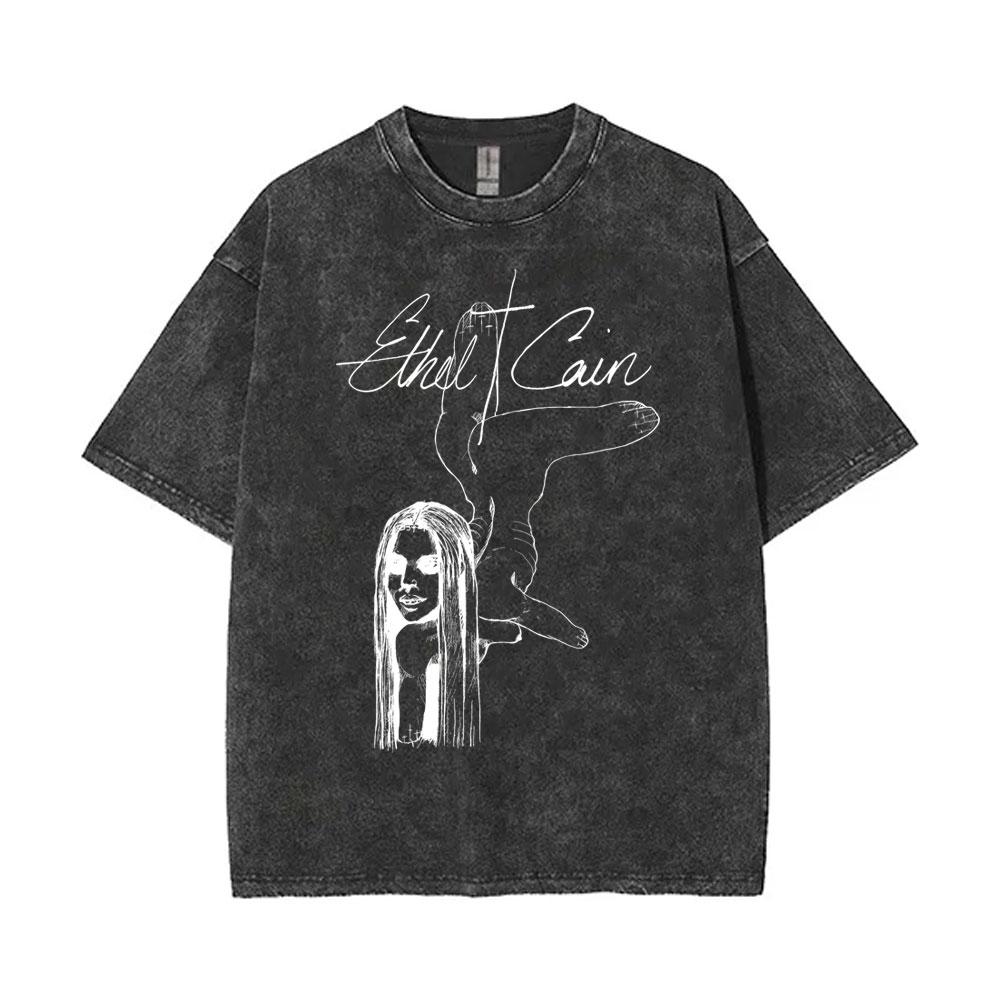 T-shirt Vintage Lavata Ethel Cain If You Love Me Keep It To Yourself Uomo Donna Hip Hop Moda Gotica Manica Corta T-shirt Top