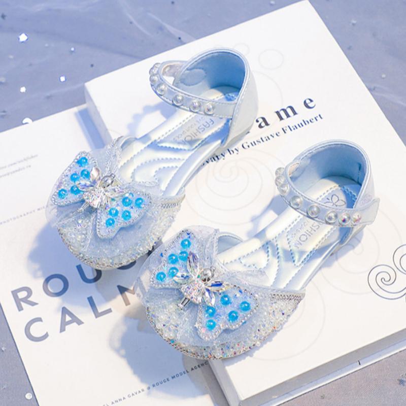 

Полубосоножки для девочек Летние Водные Бриллиантовые Мягкая Подошва Туфли Принцессы Детские Баотоу Маленькая Девочка Одинарные Туфли 26 синий